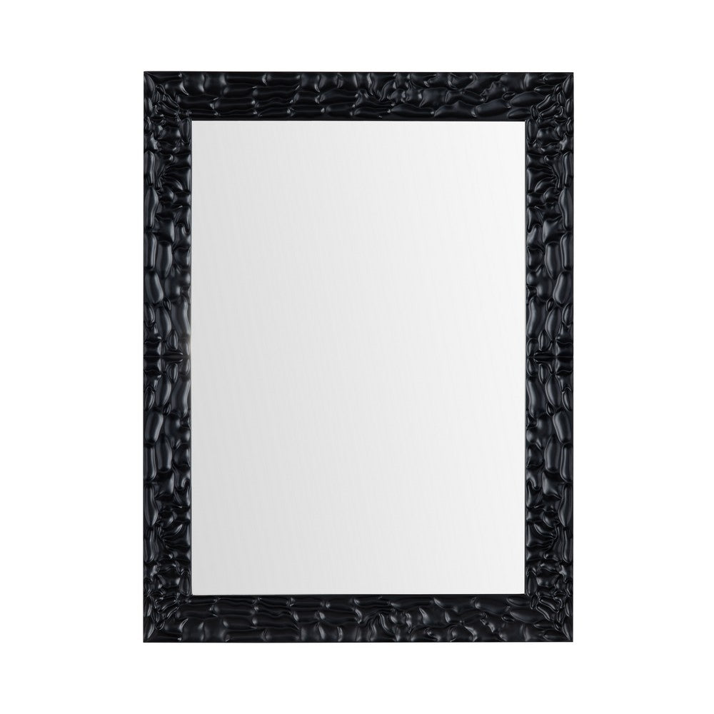 Crestview Dila Wall Mirror | 36x48" Portrait Black Texture Frame