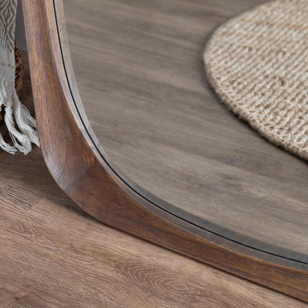 Crestview Wesy Wall Mirror | 32x73" Full Body Walnut Brown Rounded Frame