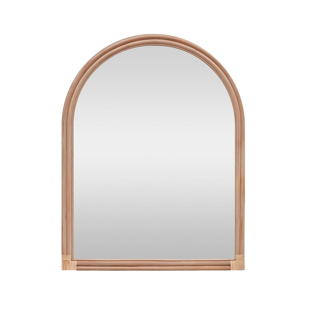 Crestview Keo Wall Mirror | 44x60" Arched Top Tan Brown Wood Frame