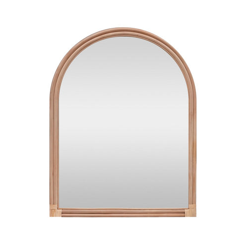Crestview Keo Wall Mirror | 44x60" Arched Top Tan Brown Wood Frame