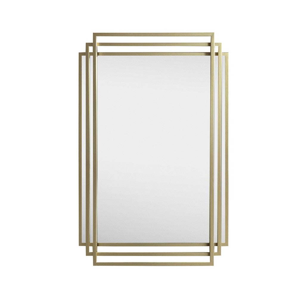Crestview Yex Wall Mirror | 24x37" Portrait Overlapping Gold Metal Frames