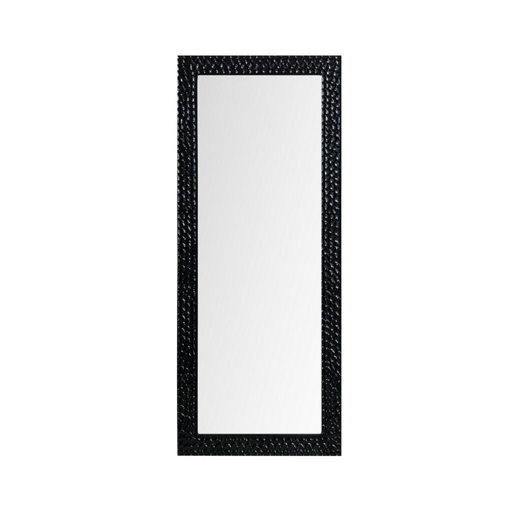 Crestview Dila Wall Mirror | 32x80" Tall Rectangular Textured Black