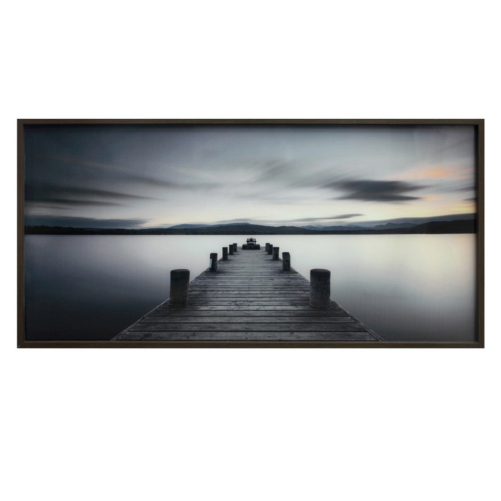 Crestview Framed Print Wall Art | 27x55 Wide Landscape Pier Walk | Glass