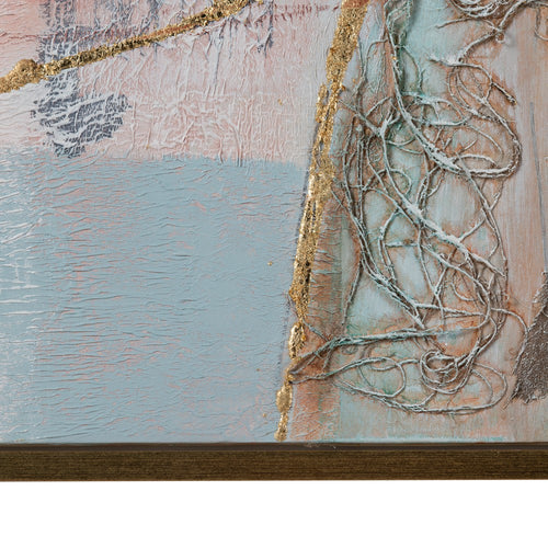 Crestview Framed Canvas Abstract Wall Art Painting | 48x72 Blue & Brown