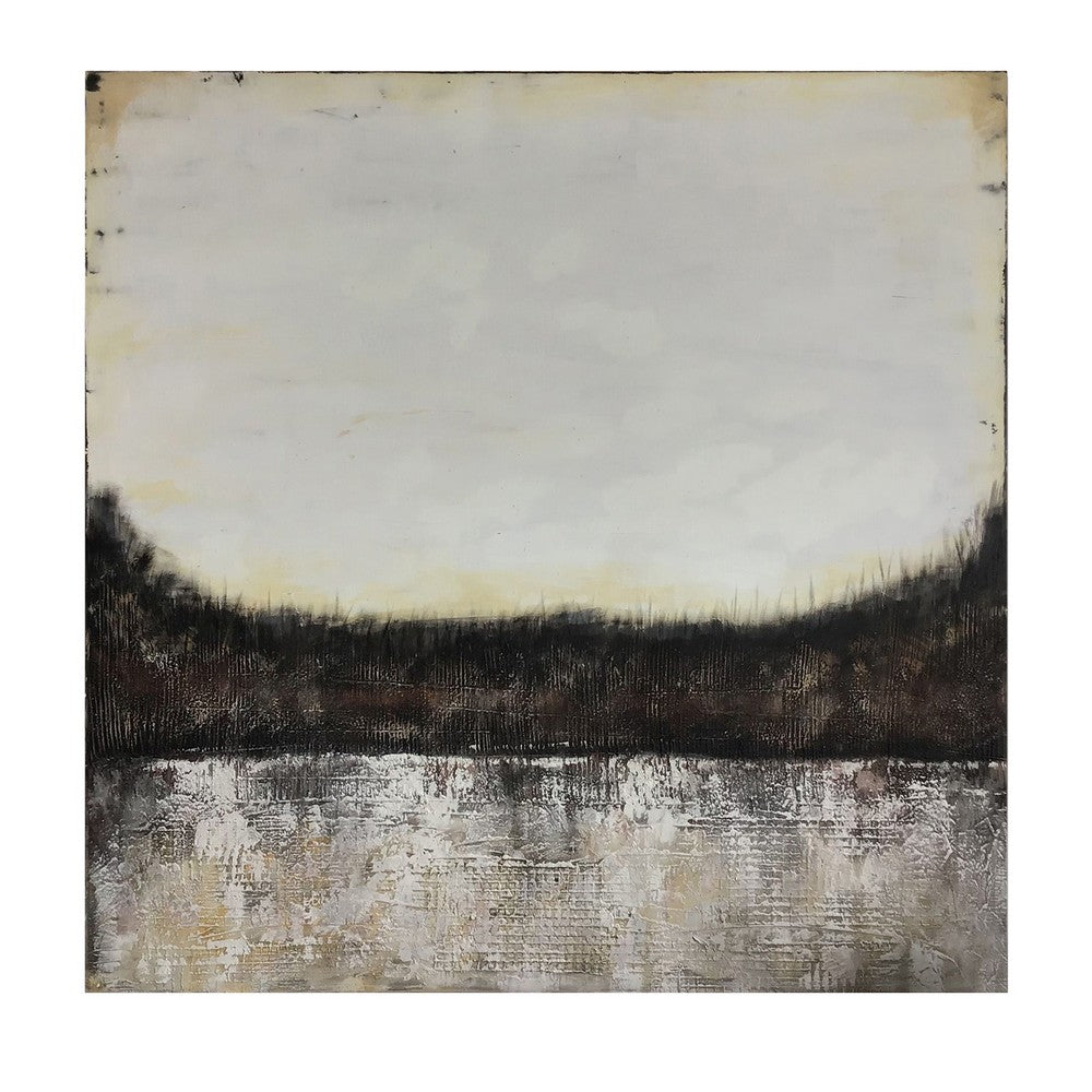 Crestview Rustic Wall Art Painting | 60x60 Square Brown & White on Canvas