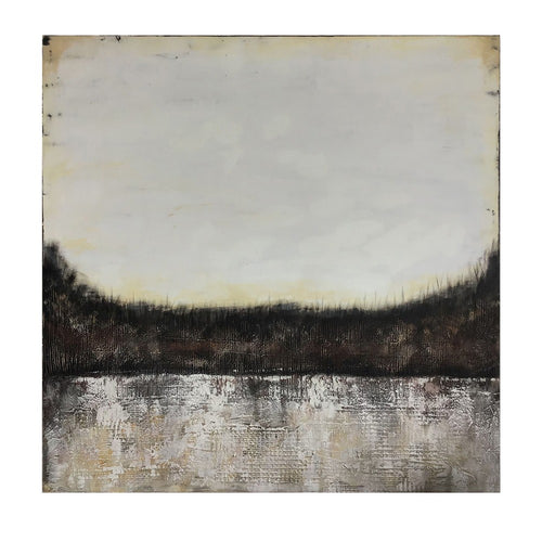 Crestview Rustic Wall Art Painting | 60x60 Square Brown & White on Canvas
