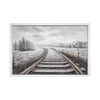 Crestview Framed Canvas Train Tracks Painting | 40x59 Black & Silver