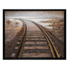 Crestview Framed Railway Tracks Painting | 47x59 Brown & White Canvas Art