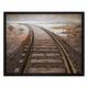 Crestview Framed Railway Tracks Painting | 47x59 Brown & White Canvas Art