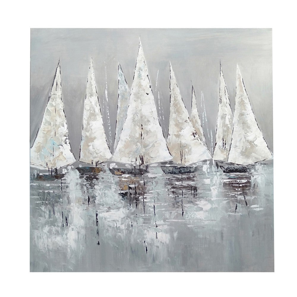 Crestview Sailing Ships Painting on Canvas | 40x40 Square Hand Painted
