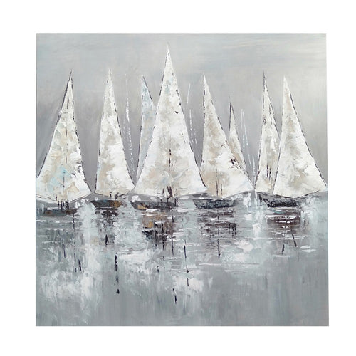 Crestview Sailing Ships Painting on Canvas | 40x40 Square Hand Painted