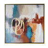 Crestview Canvas Wall Art | Abstract Gold White Blue Paint | 40 x 40 Square