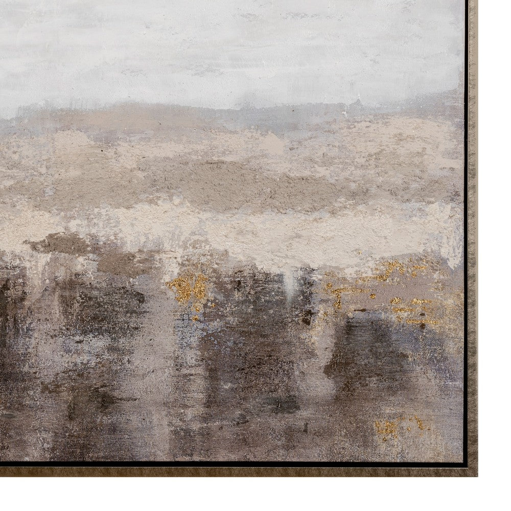 Crestview Misty Dawn Abstract Wall Art Painting | Brown White 49 x 49 Square