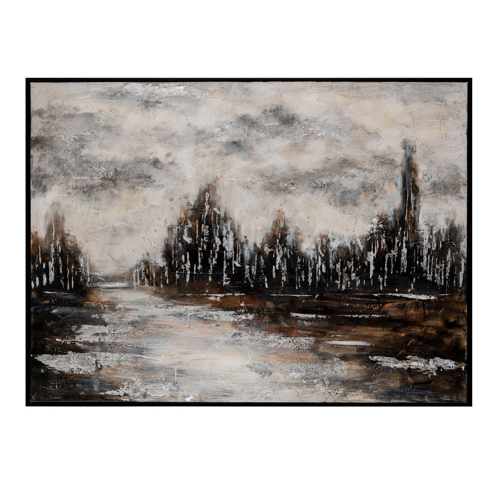 Crestview Winter Woods Wall Art Painting | Brown & Black | 34 x 46