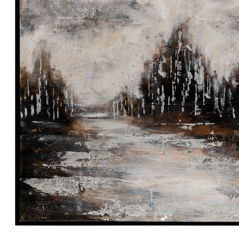 Crestview Winter Woods Wall Art Painting | Brown & Black | 34 x 46