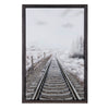 Crestview Snowy Railroad Wall Art Painting | Gray Black Strokes 40 x 59