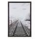 Crestview Snowy Railroad Wall Art Painting | Gray Black Strokes 40 x 59