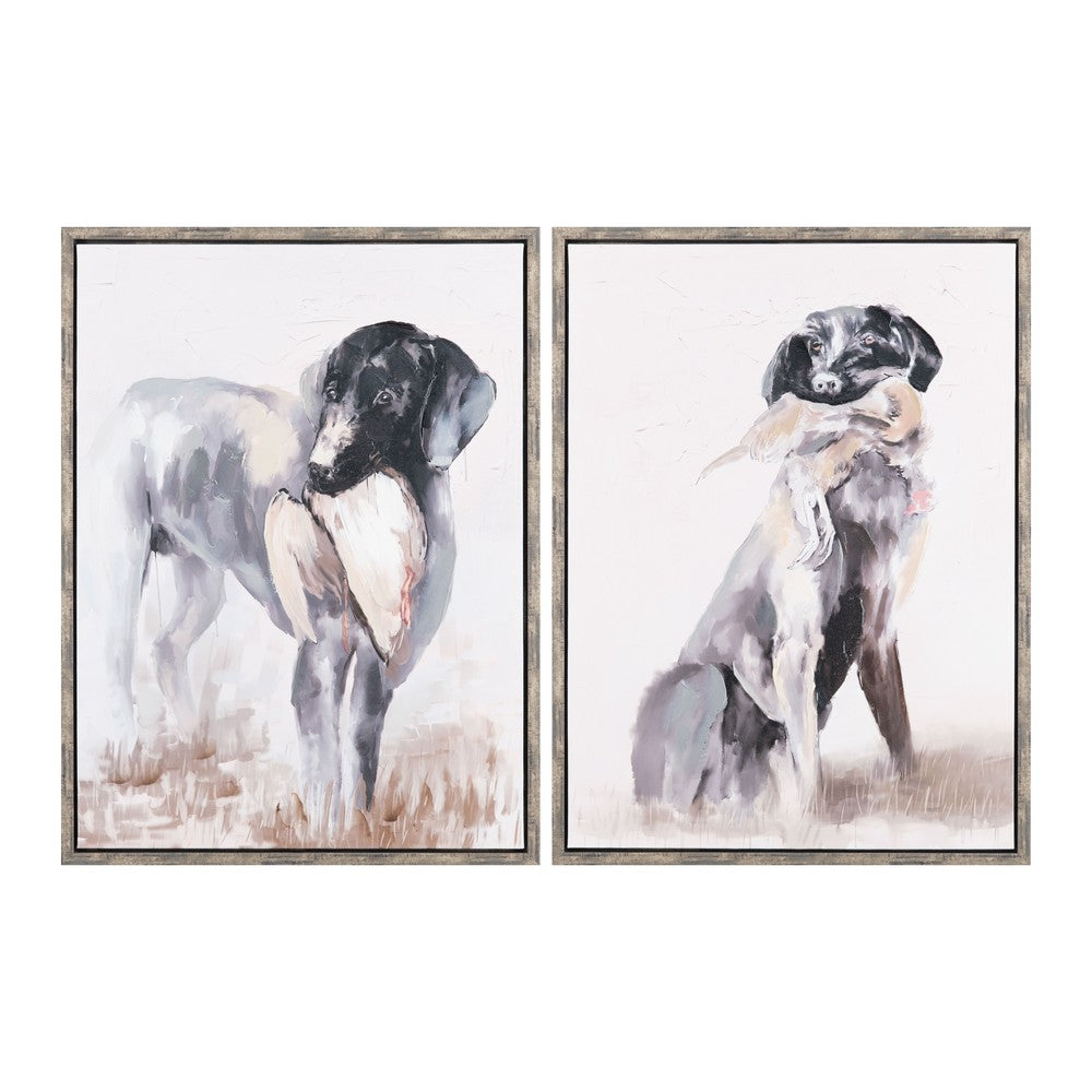 Crestview Hunting Dog Wall Art Painting Set of 2 | Brown & Black 24 x 32