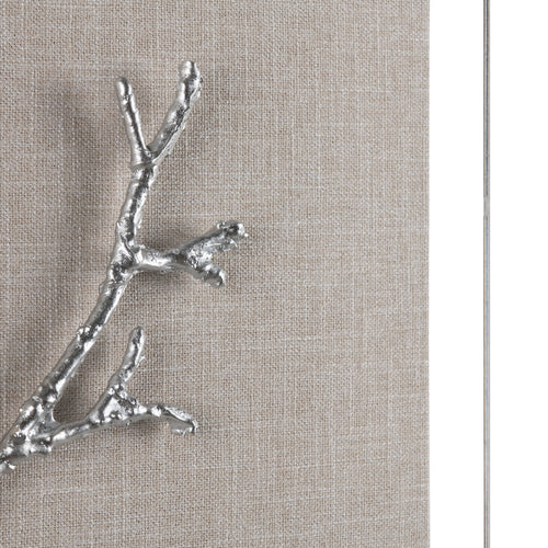 Crestview Wall Art | 3D Modern Silver Twig Acrylic Shadow Box 18 x 18 Square