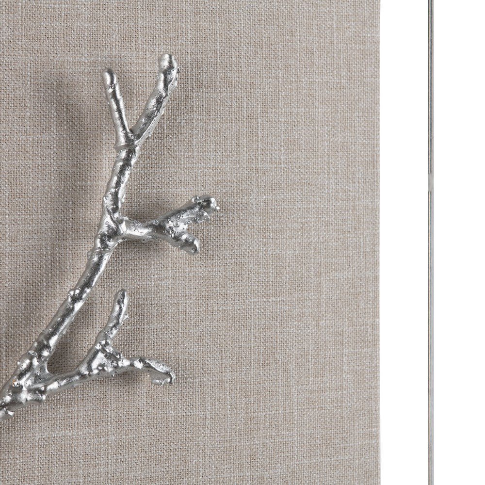 Crestview Wall Art | 3D Modern Silver Twig Acrylic Shadow Box 18 x 18 Square
