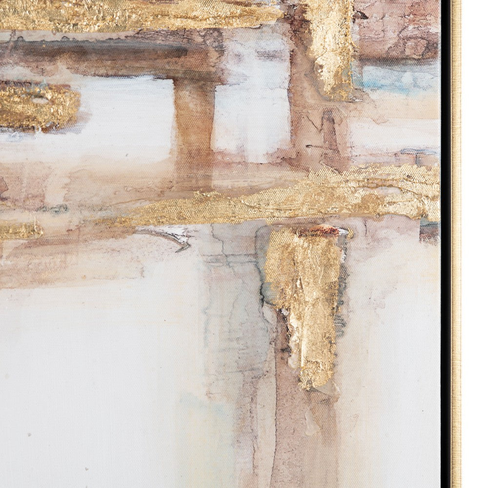 Crestview Wall Painting Set of 2 | Hand Painted Gold Accent Abstract Art