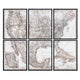 Crestview 6pc North America Atlas Canvas Wall Art Set | Brown Black