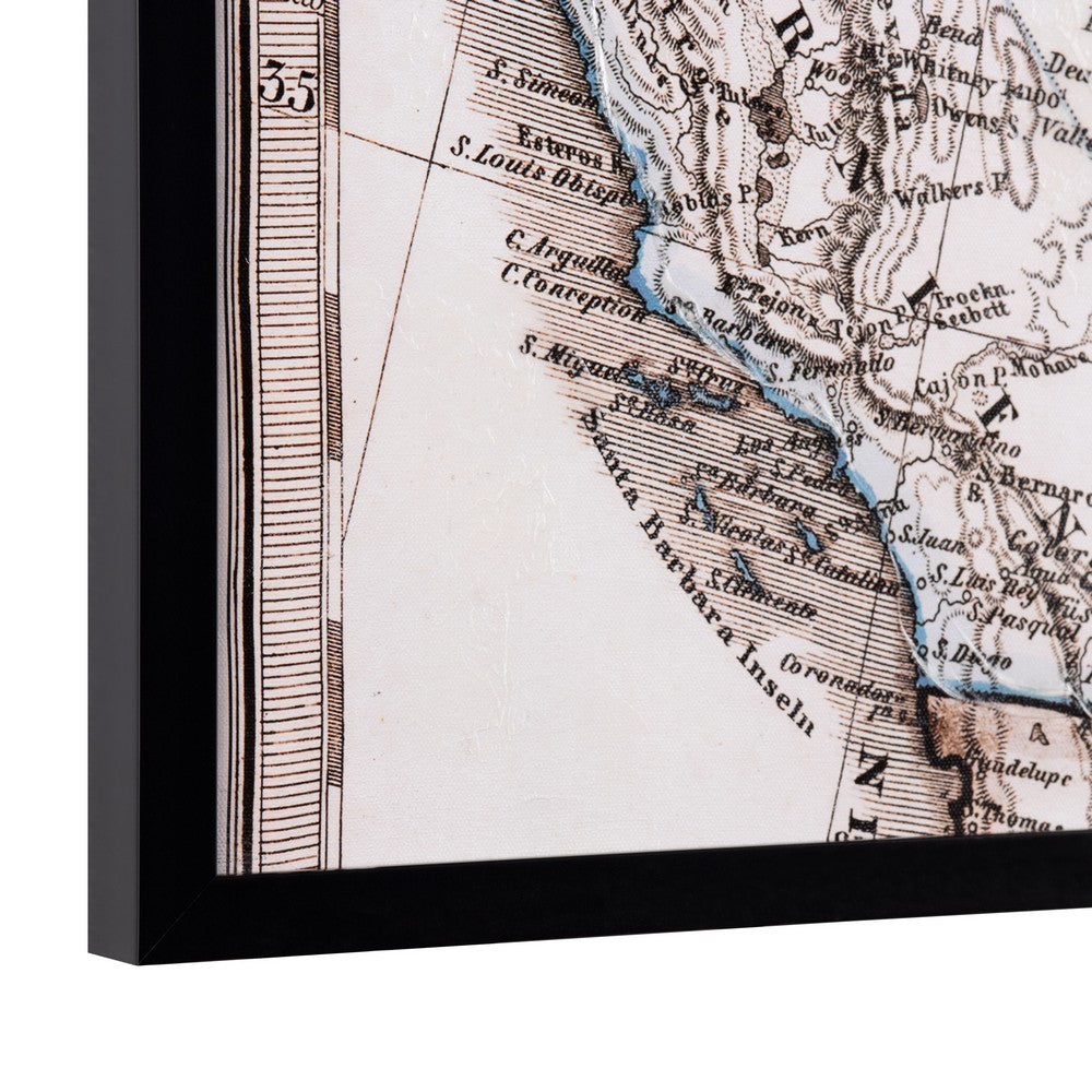 Crestview 6pc North America Atlas Canvas Wall Art Set | Brown Black