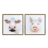 Crestview 2pc Wall Painting Set | Cow & Pig | 24 x 24 Square | White | Gold