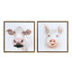 Crestview 2pc Wall Painting Set | Cow & Pig | 24 x 24 Square | White | Gold