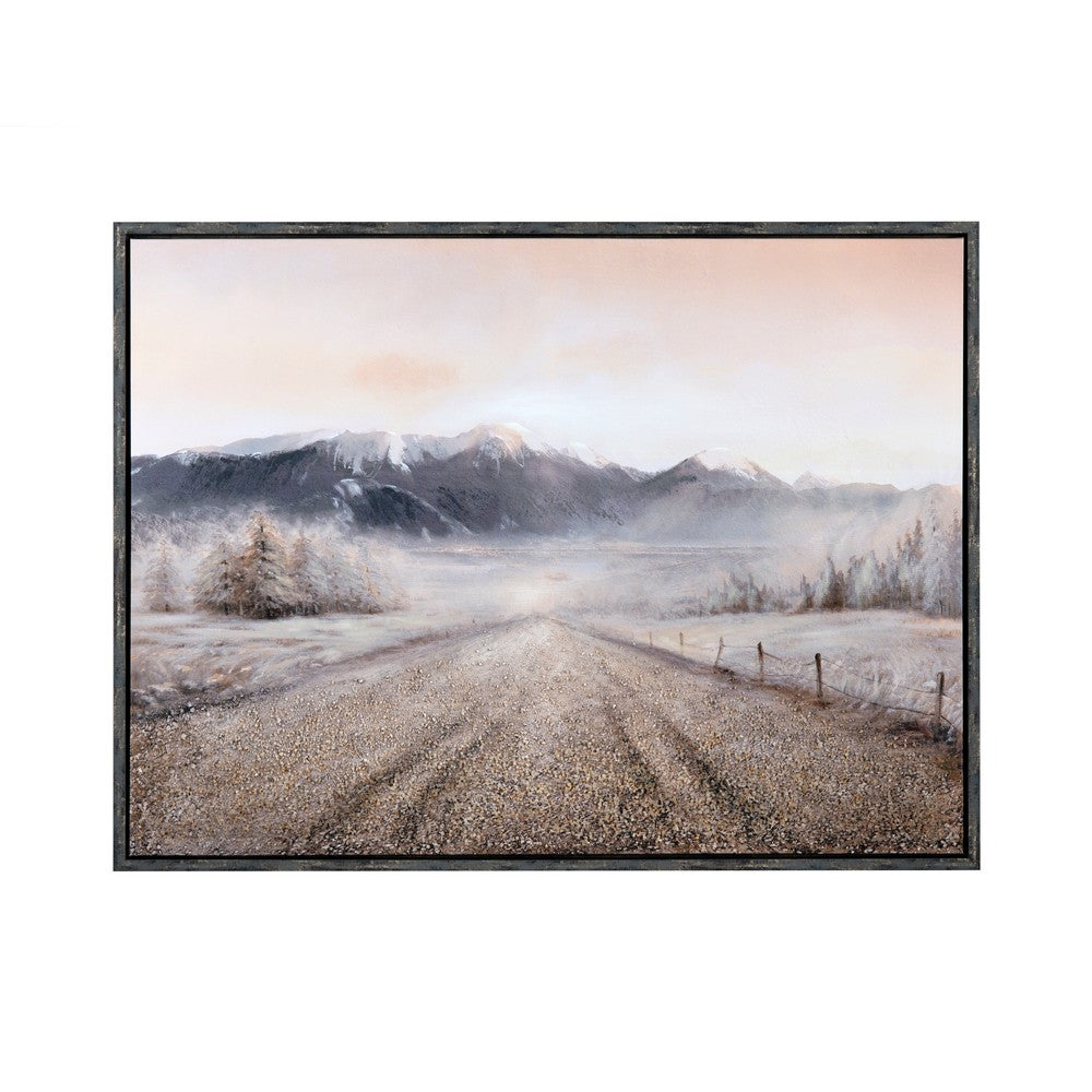 Crestview Mountain Path Landscape Wall Art Painting | 3D Accents | 36 x 47