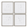 Crestview 4pc Abstract Wall Art Set | Face Expressions | 22" Silver