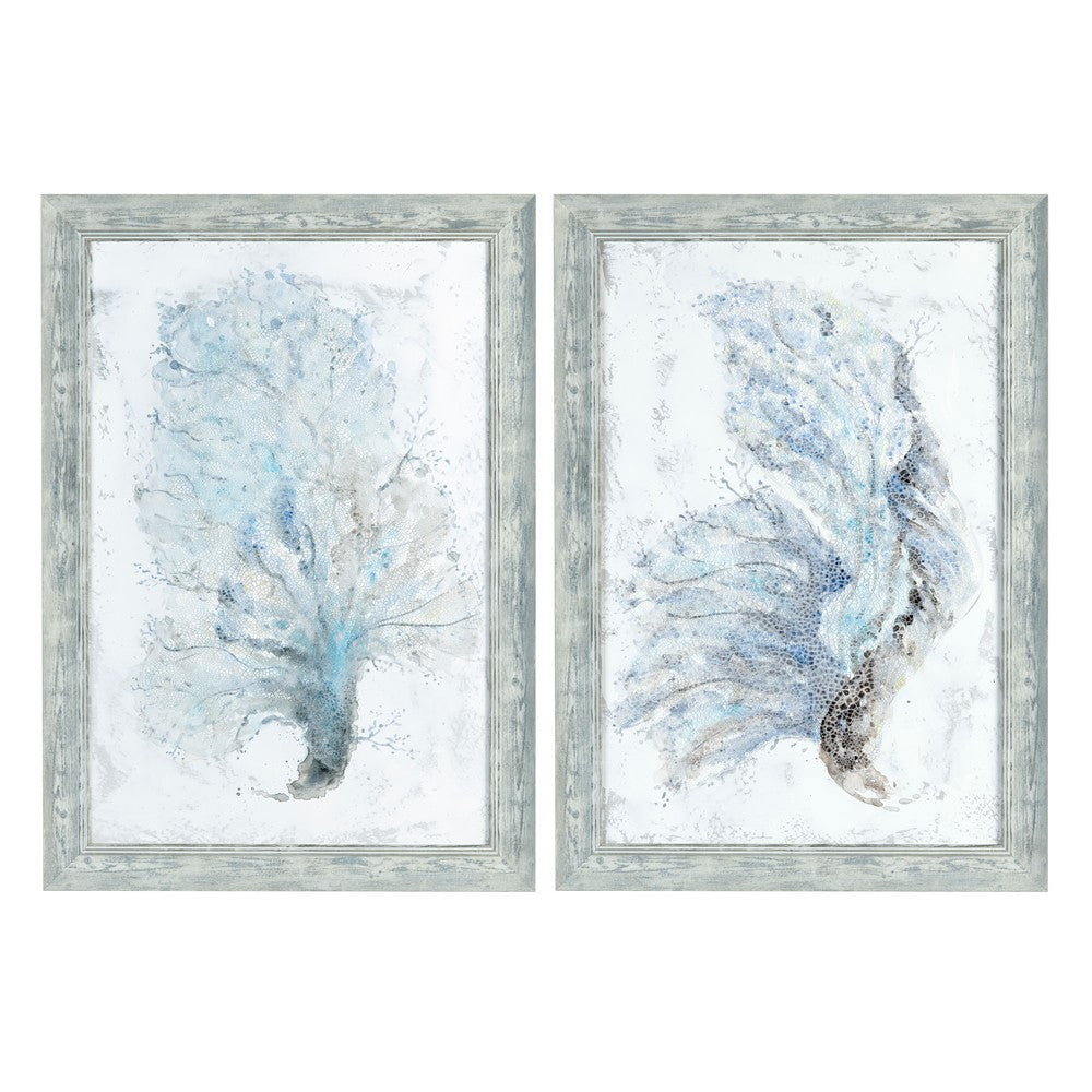 Crestview 2pc Coral Mosaic Wall Art Painting Set | 24 x 34 Blue & Gray