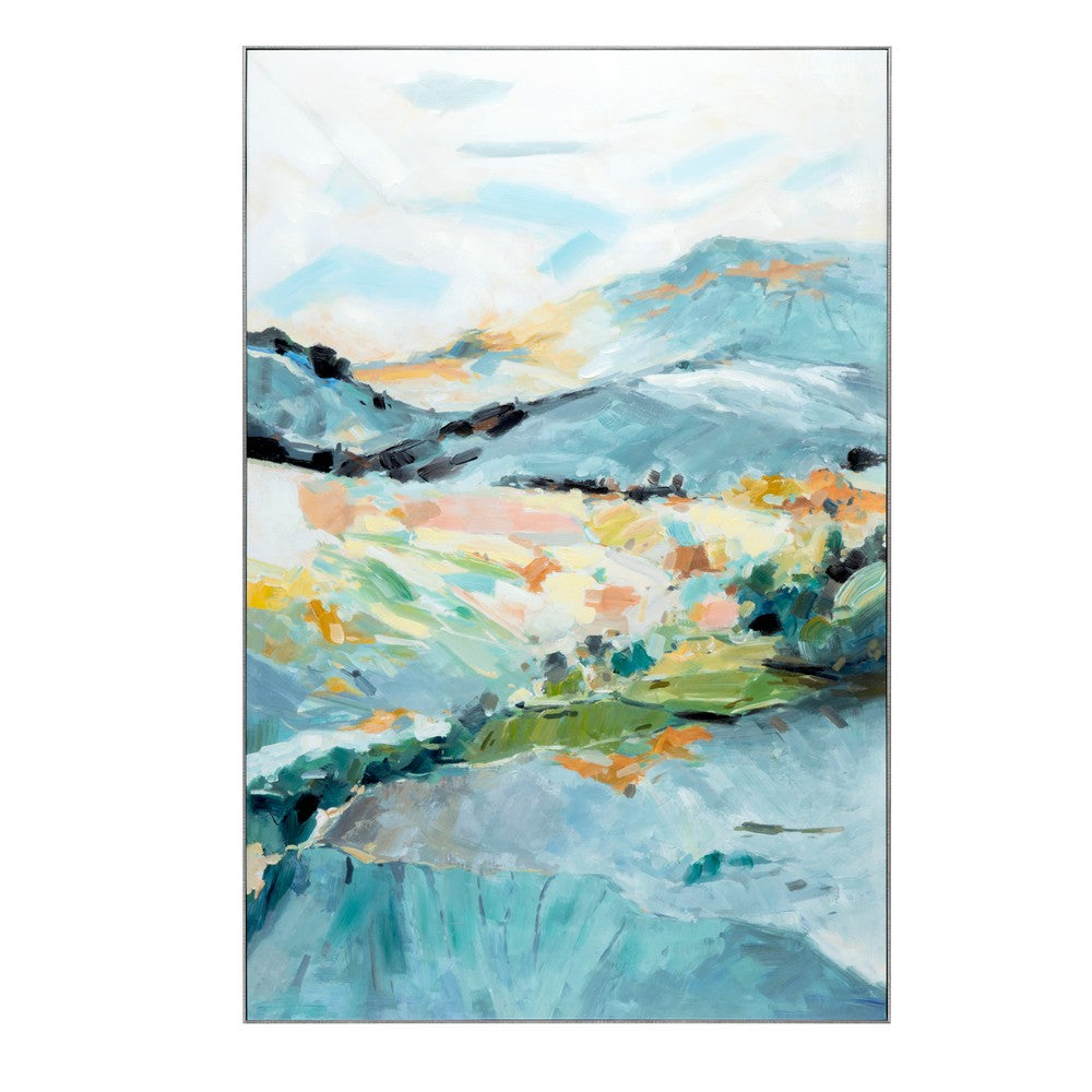 Crestview Oversized Abstract Mountain Framed Canvas Wall Art | Blue 48 x 72