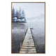 Crestview Rustic Lakeside Pier Framed Wall Art Painting | Gray Blue 40 x 59