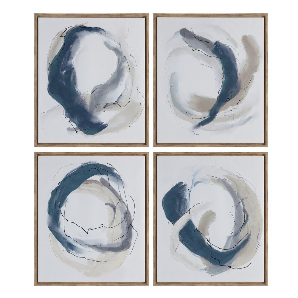 Crestview 4pc Abstract Framed Wall Art Set | Blue & Gray 24 x 28