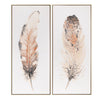 Crestview 2pc Bird Feather Pattern Watercolor Framed Wall Art | Brown White