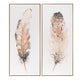 Crestview 2pc Bird Feather Pattern Watercolor Framed Wall Art | Brown White