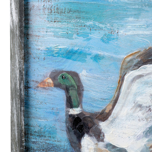 Crestview Framed Mallard Duck Scenic Wall Art | Blue & White 36 x 48
