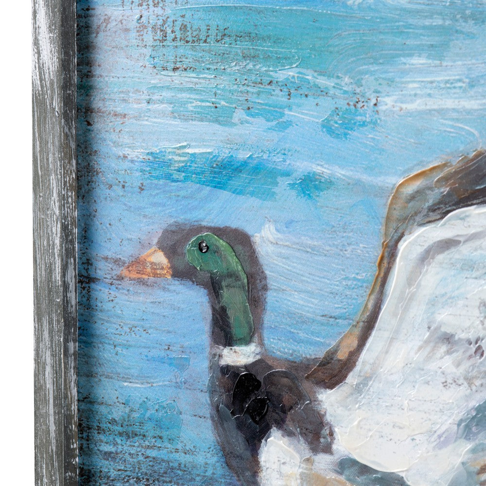 Crestview Framed Mallard Duck Scenic Wall Art | Blue & White 36 x 48