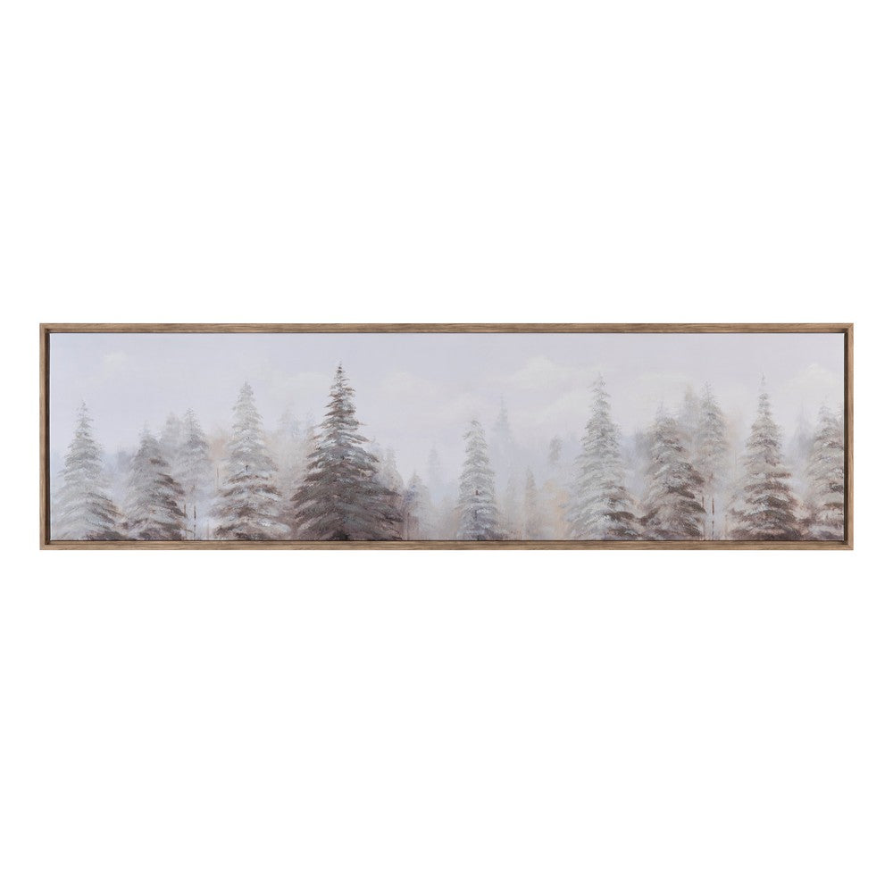 Crestview Pine Tree Forest Wall Art | Framed 20x71 Extra Wide Landscape Gray