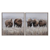 Crestview Western Bison Herd Framed Wall Art Set of 2 | 35" Square Brown