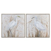 Crestview Egrets Framed Wall Art Set of 2 | 38" Square | White & Brown