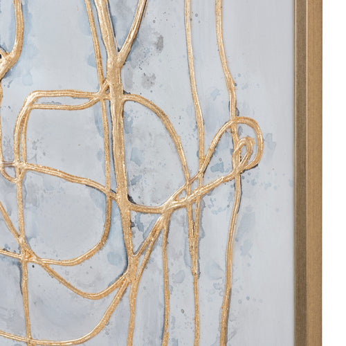 Crestview Modern Gilded Lines Framed Wall Art | 42x52 Bright Gold