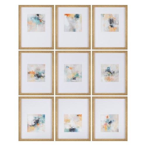 Crestview 9pc Framed Abstract Wall Art Set | Blue White 16x20 Frames