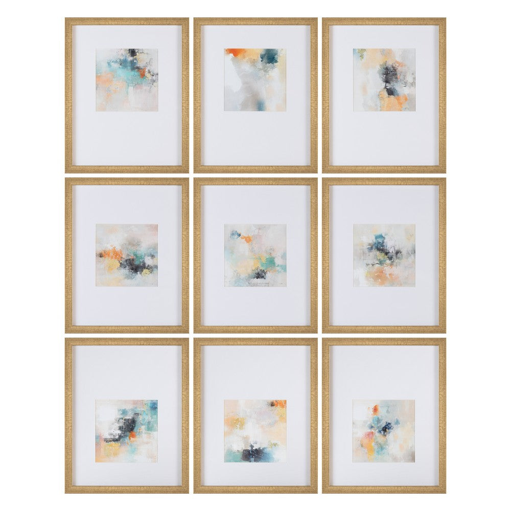 Crestview 9pc Framed Abstract Wall Art Set | Blue White 16x20 Frames