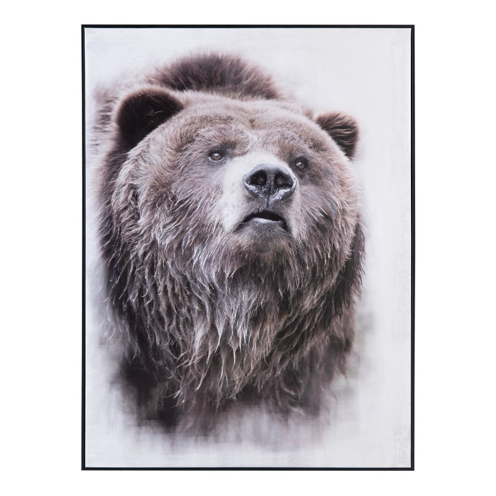 Crestview Wall Painting | Rustic Bear Portrait Black & Gray | 30x40 Frame