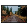 Crestview Fall Landscape with Railroad Wall Painting | Brown 32 x 48 Framed