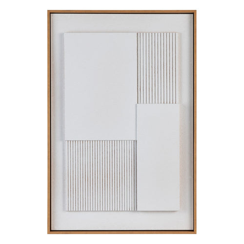 Crestview Rige Framed Wood Wall Art Panel | 3D Carved Cream Brown 24 x 36