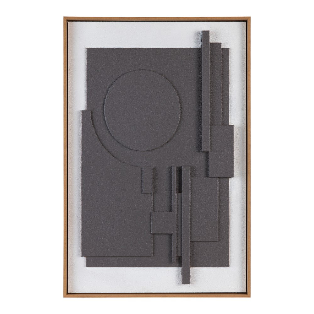 Crestview Rige 3D Carved Framed Wood Wall Art Panel | Matte Gray White 24x36