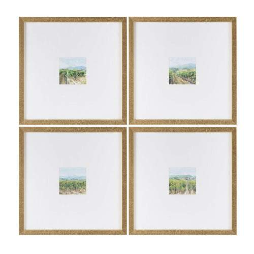 Crestview 4pc Mini Landscape Wall Art Set | Green White | 20in Square Frames